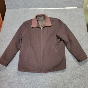 Alfani Men’s Brown Herringbone Wool Blend Zip Front Jacket Coat Size Large